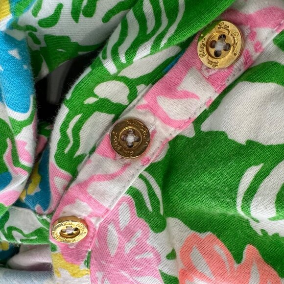 Lilly Pulitzer Tunic Dress Extra Small Multicolor Floral Pima Cotton 3/4 Sleeve - Picture 6 of 8
